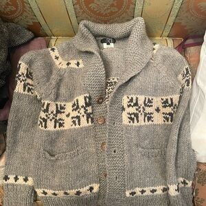 Simons Gray and Cream Cardigan Sweater